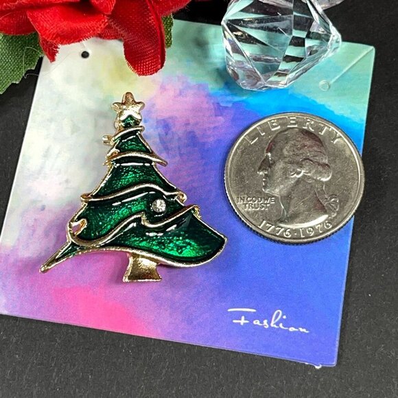 Christmas Tree Lapel Pin Gold Star Brooch Badge Pin Accessories Jewelry Gift - Picture 2 of 5